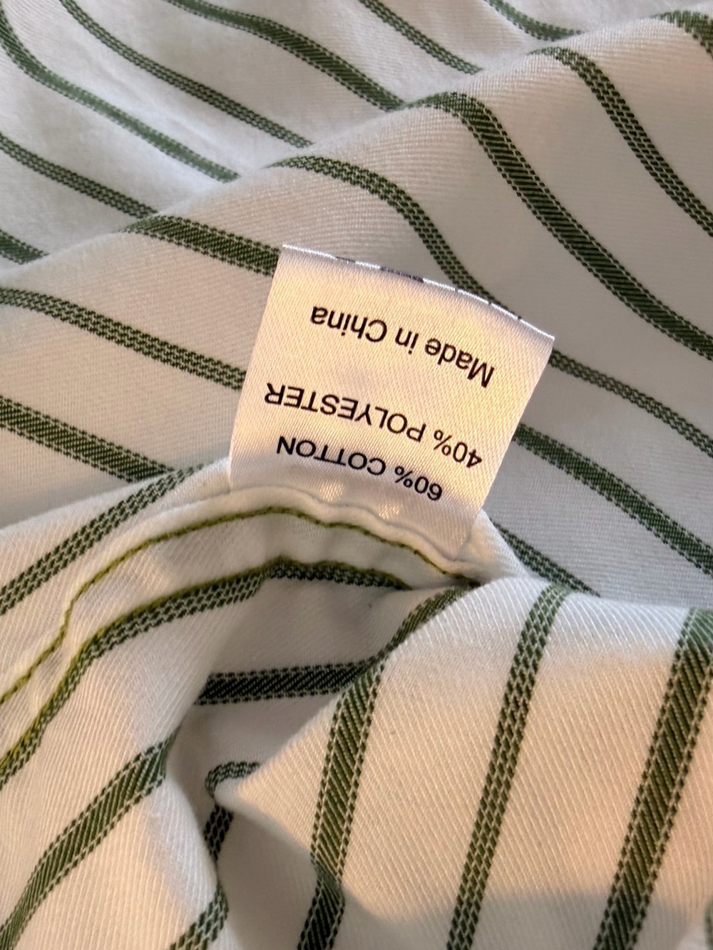 Classic Striped Button-Down Shirt in Cream and Olive - Women - Picture 10 of 10